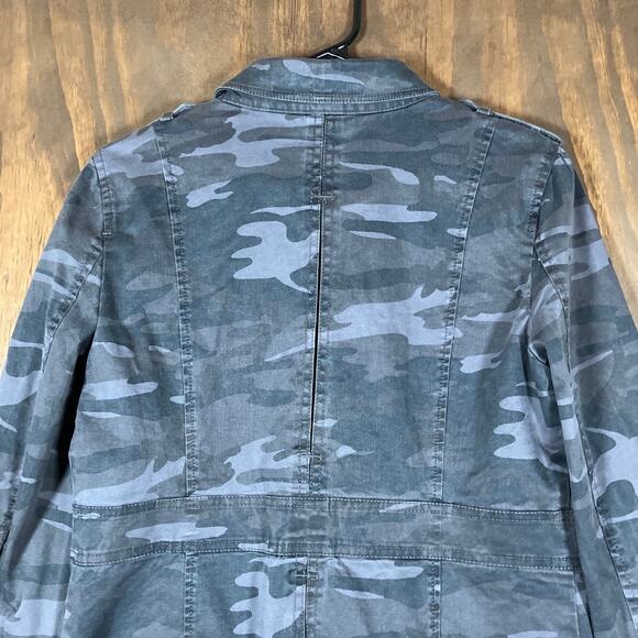 Ann Taylor LOFT Womens Jacket Gray Camouflage Utility Button Up Stretch 6 - Picture 11 of 12